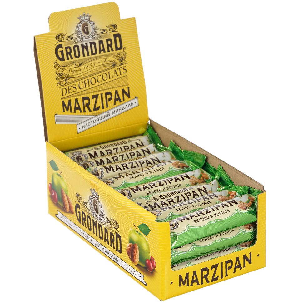  TM Grondard     (9388) Батончики глазированные Марципановые Яблоко-Корица, (24шт по 50г)     в Анжеро-судженске