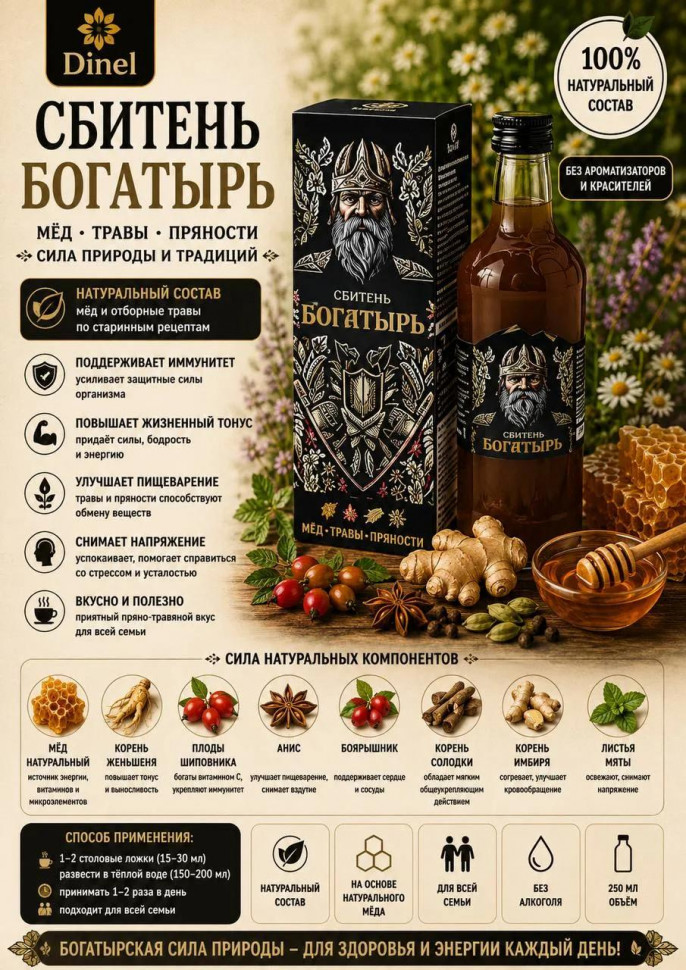  Сбитень Богатырь, 250мл  в Анжеро-судженске